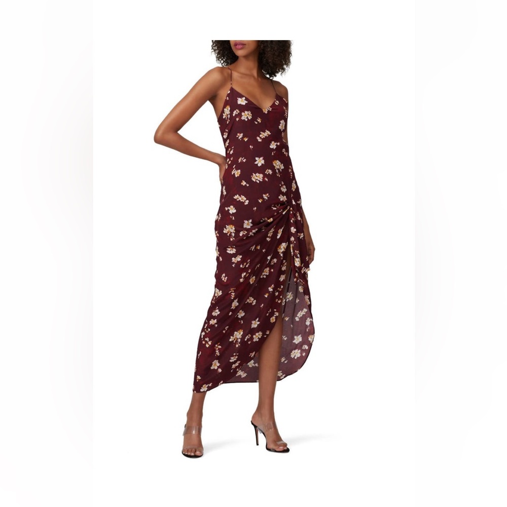 Caroline Constas Arabella burgundy floral gown